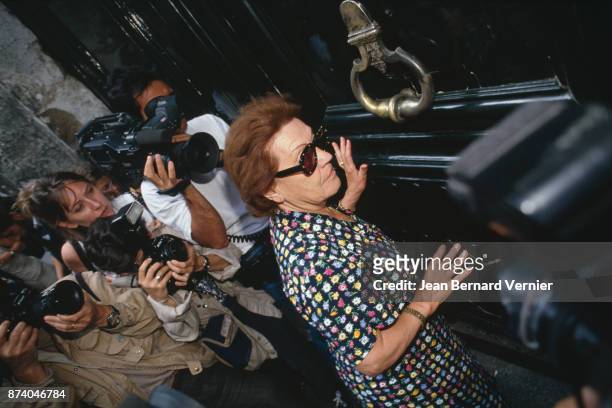 Mother of Bernard Tapie, Mme.Raymonde Nodot at the day Bernard Tapie at the Rue des Saint Peres, after his charge, Paris, 29th June 1994