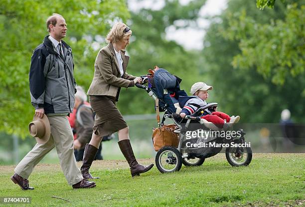 Prince Edward, Earl of Wessex , Sophie, Countess of Wessex and son James, Viscount Severn attend the Royal Windsor Horse Show on May 16, 2009 in...