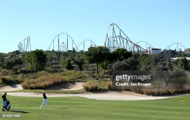 Anders Hansen of Denmark in action during round four of the European Tour Qualifying School Final Stage at Lumine Golf Club on November 14, 2017 in...