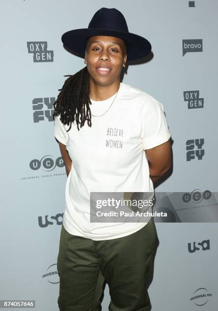 Actress Lena Waithe attends NBCUniversal's press junket at Beauty & Essex on November 13, 2017 in Los Angeles, California.