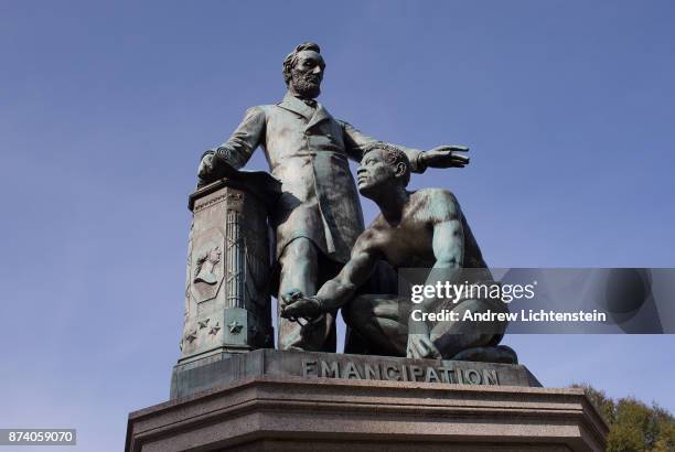 The Lincoln Emancipation Statue sits in Lincoln Park on November 11, 2017 in Washington D.C.'s Capital Hill neighborhood. Paid for by former slaves...