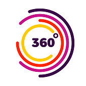 360 degrees view Related Vector graphic element that can be used as a emblem or icon for your Design. Modern style with colorful circle lines