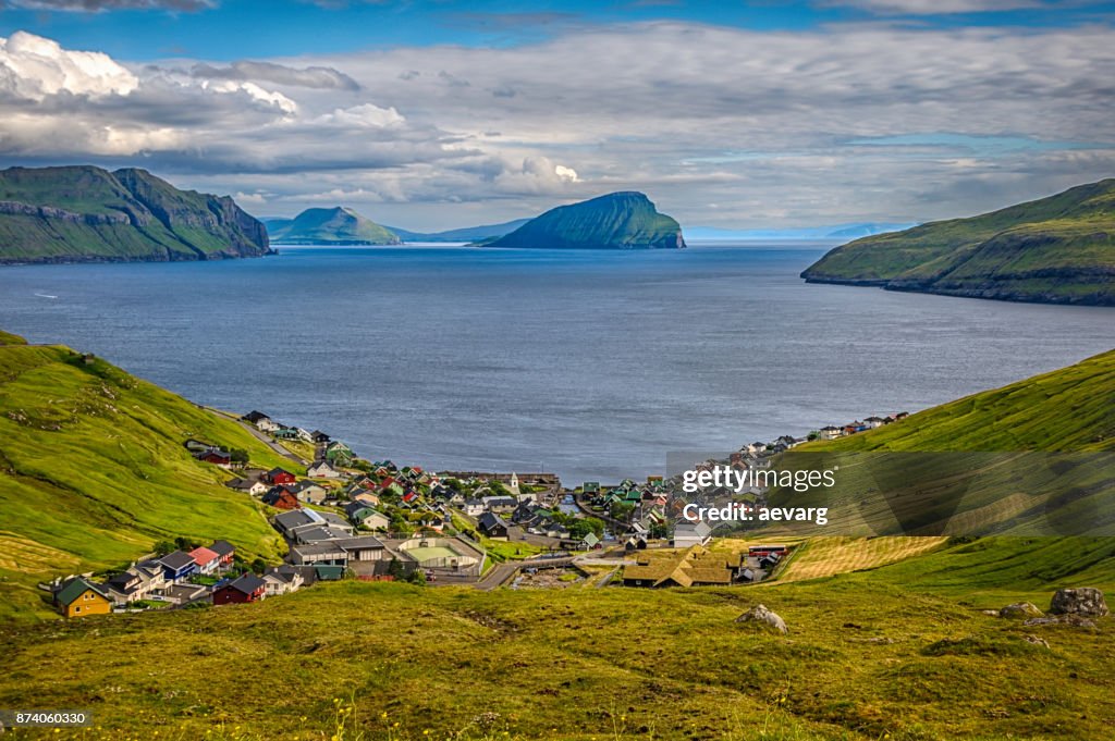 View of the village of Kvívík, Streymoy, Faroe Islands, Denmark