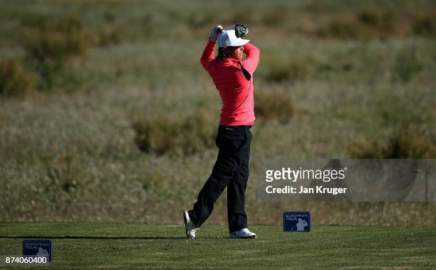 Kristoffer Broberg of Sweden tees off the 6th during round four of the European Tour Qualifying School Final Stage at Lumine Golf Club on November...