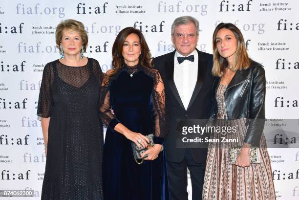 Marie-Monique Steckel, Katia Assous, Sidney Toledano and Julia Toledano attend Sidney Toledano and Peter Marino being honored at French Institute...
