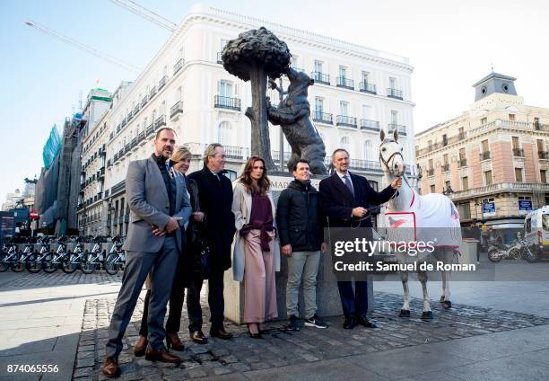 Sergio Alvarez Moya, model Mar Saura and Daniel Entrecanales during Madrid Horse Week 2017 Presentation on November 14, 2017 in Madrid, Spain.