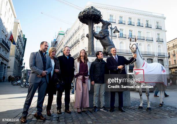 Sergio Alvarez Moya, model Mar Saura and Daniel Entrecanales during Madrid Horse Week 2017 Presentation on November 14, 2017 in Madrid, Spain.