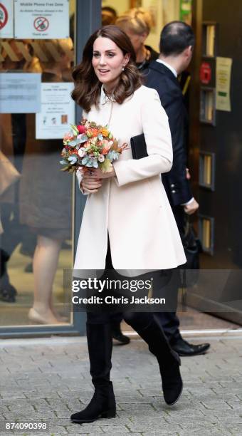 Catherine, Duchess of Cambridge departs after visiting Family Action at Hornsey Road Children's Centre on November 14, 2017 in London, England.