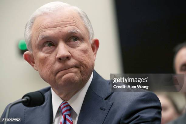 Attorney General Jeff Sessions testifies during a hearing before the House Judiciary Committee November 14, 2017 in Washington, DC. Sessions is...
