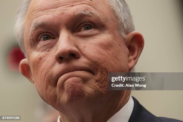 Attorney General Jeff Sessions testifies during a hearing before the House Judiciary Committee November 14, 2017 in Washington, DC. Sessions is...