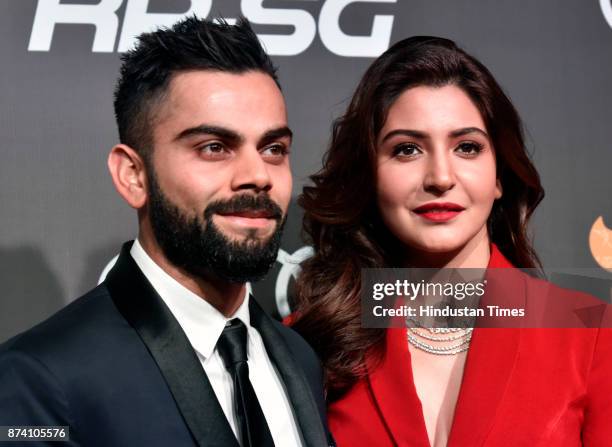 Indian Cricketer Virat Kohli and Bollywood actress Anushka Sharma during inaugural Indian Sports Honours at Grand Hyatt, Kalina, on November 11, 2017...