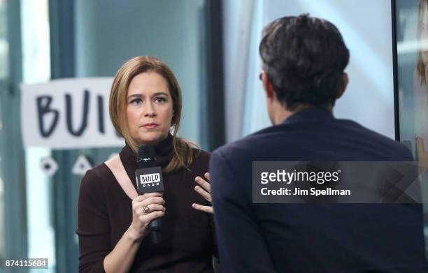 Actress Jenna Fischer and moderator Ricky Camilleri attend Build to discuss "The Actor's Life: A Survival Guide" at Build Studio on November 14, 2017...