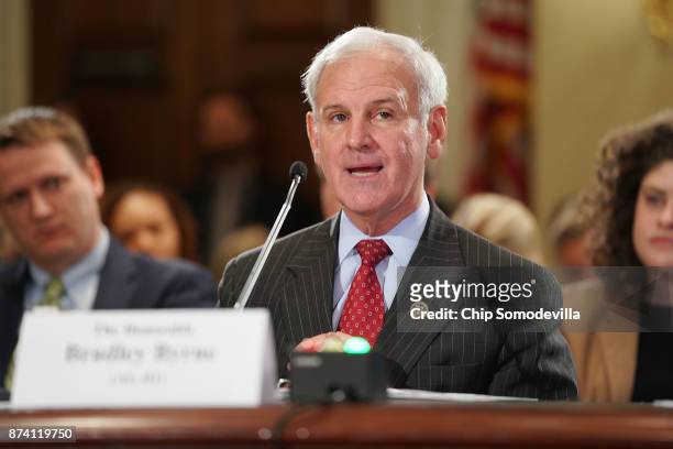 Rep. Bradley Byrne testifies before the House Administration Committee in the Longworth House Office Building on Capitol Hill November 14, 2017 in...