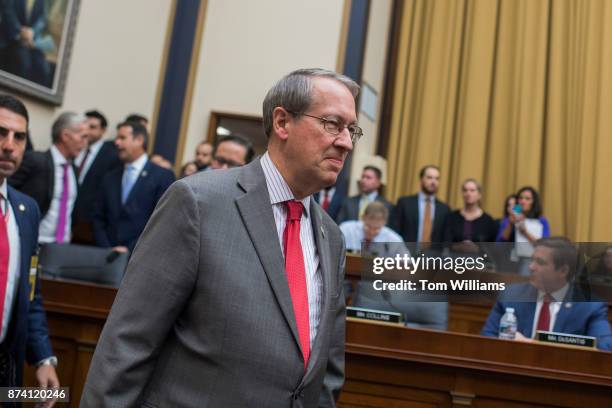 Chairman Bob Goodlatte, R-Va., arrives for a House Judiciary Committee hearing in Rayburn Building on November 14 on oversight of the Department of...