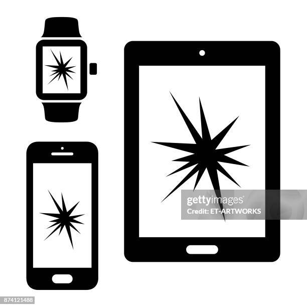 ilustraciones, imágenes clip art, dibujos animados e iconos de stock de rota los iconos de tablet y smartphone - reloj de pulsera