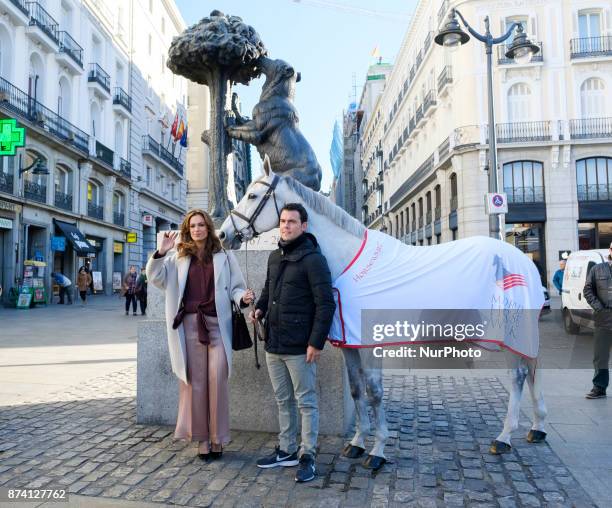 Sergio Alvarez Moya and model Mar Saura present Madrid Horse Week 2017 on November 14, 2017 in Madrid, Spain.