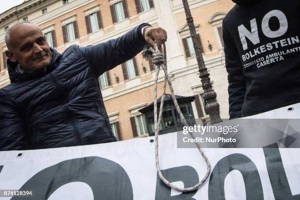 Demonstration at Piazza Montecitorio in front of Parliament against Bolkestein, the demonstrators ask to exclude the category from the European...