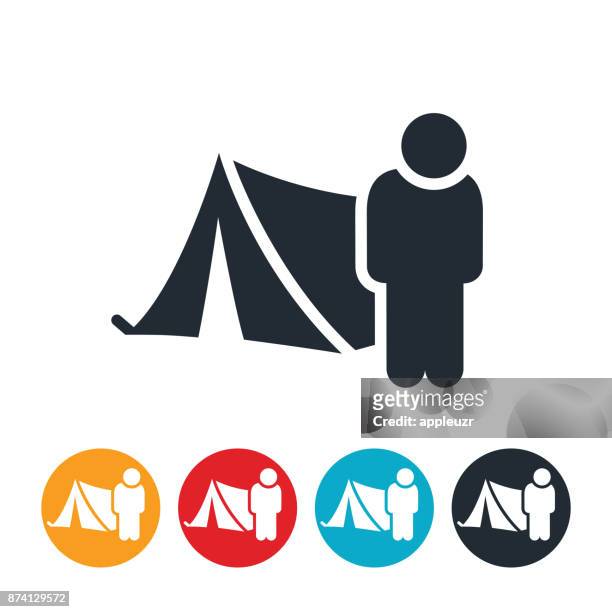 homeless person and tent icon - homeless stock illustrations