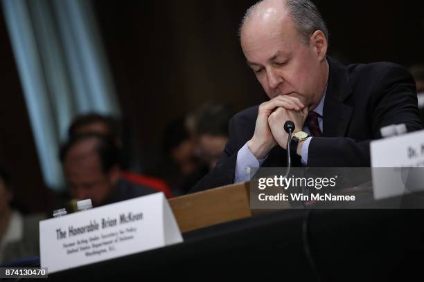 Brian McKeon, former acting Defense undersecretary for policy, testifies before the Senate Foreign Relations Committee November 14, 2017 in...