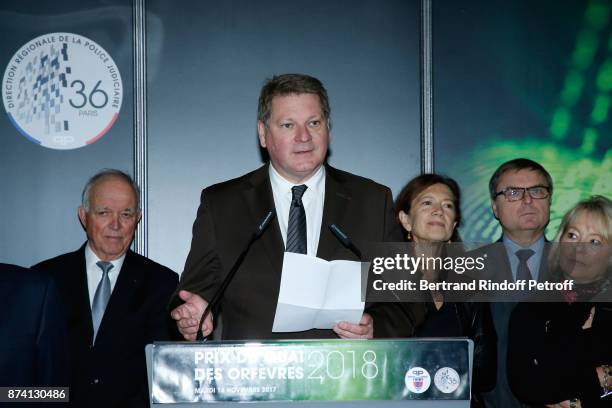 Director of the "Police Judiciaire" Christian Sainte attends Sylvain Forge wins the "71eme Prix du Quai des Orfevres - 2018" for his Book "Tension...