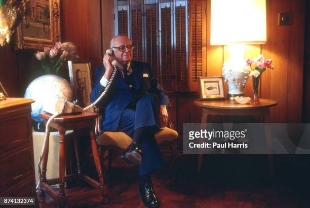 Dr Armand Hammer was an American business manager and owner, most closely associated with Occidental Petroleum, photographed at home , June 20, 1980...