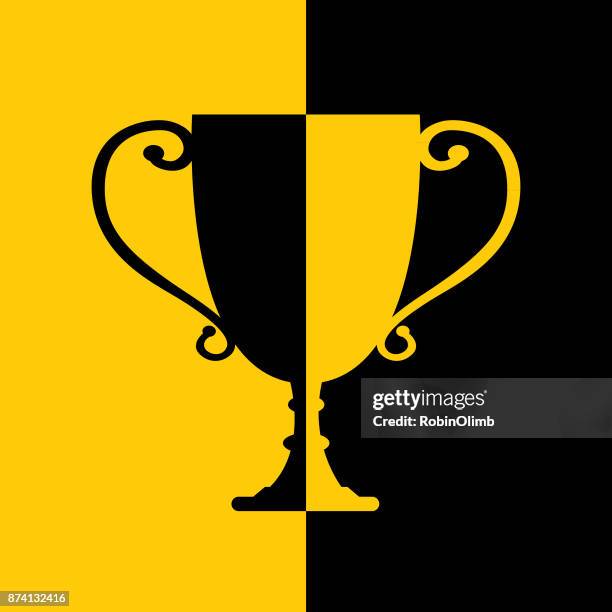 black and gold trophy icon - jack fish stock illustrations