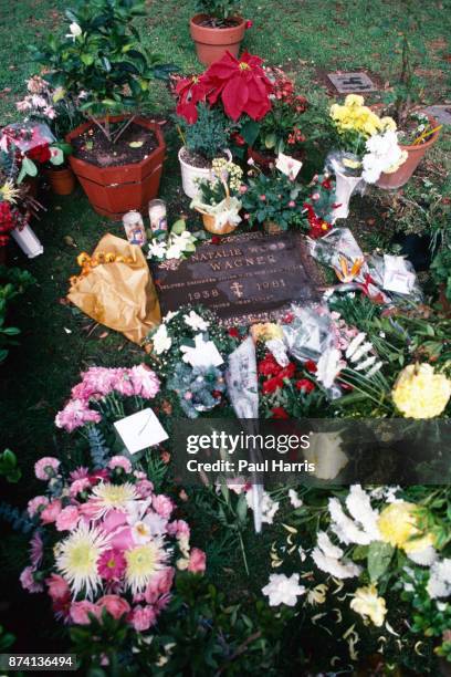 The grave of Natalie Wood at Pierce Brothers Westwood Memorial Park a few days after her burial December 3, 1981 Westwood, Los Angeles, California.