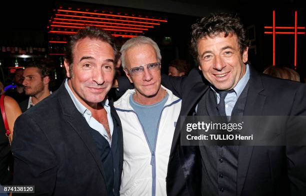 At the evening gala for the 80th birthday of Claude Lelouch, Jean Dujardin, Christophe Lambert and Patrick Bruel are photographed for Paris Match on...