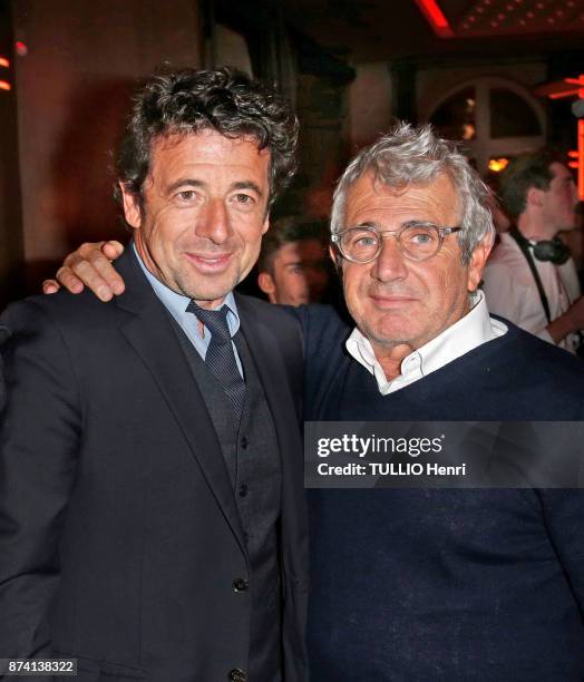 At the evening gala for the 80th birthday of Claude Lelouch, Jean Dujardin, Patrick Bruel and Michel Boujenah are photographed for Paris Match on...