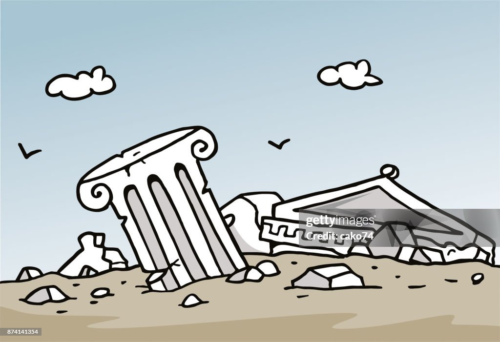 Cartoon ancient ruins
