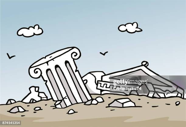 cartoon ancient ruins - amphitetras stock illustrations