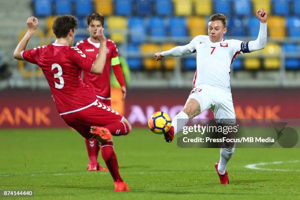 Szymon Zurkowski of Poland during UEFA U21 Championship Qualifier match between Poland and Denmark on November 14, 2017 in Gdynia, Poland.