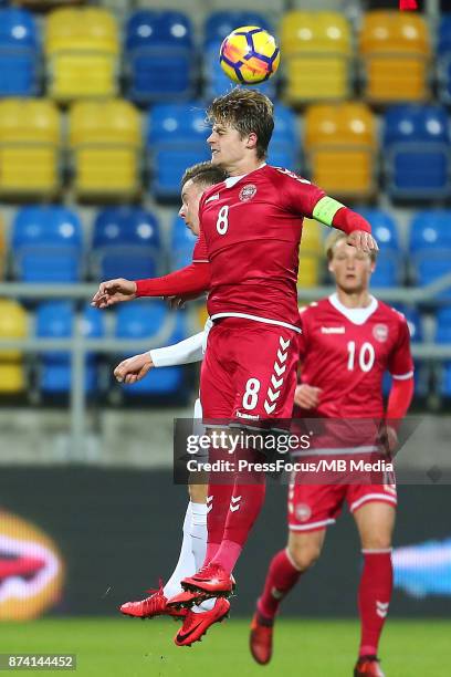 Mathias Jensen of Denmark during UEFA U21 Championship Qualifier match between Poland and Denmark on November 14, 2017 in Gdynia, Poland.