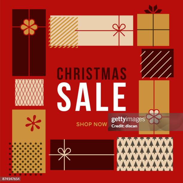 stockillustraties, clipart, cartoons en iconen met kerst ontwerp voor reclame, banners, folders en flyers. - boxing day shopping in winter