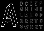 Impossible Geometry letters. Set of vector letters constructed on the basis of the isometric view. Low poly 3d characters. Geometric font. Vector illustration 10 eps.