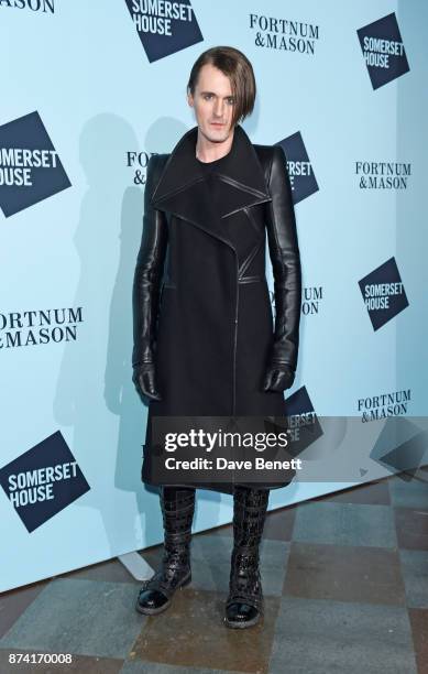 Gareth Pugh attends the opening party of Skate at Somerset House with Fortnum & Mason on November 14, 2017 in London, England. London's favourite...