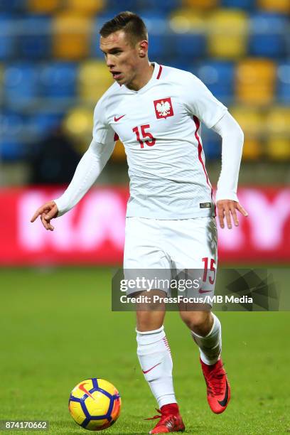 Jakub Bartosz of Poland during UEFA U21 Championship Qualifier match between Poland and Denmark on November 14, 2017 in Gdynia, Poland.