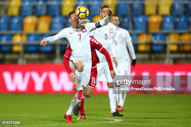 Szymon Zurkowski of Poland during UEFA U21 Championship Qualifier match between Poland and Denmark on November 14, 2017 in Gdynia, Poland.