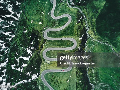 Julier pass road in switzerland in autumn Julier pass road in switzerland in autumn