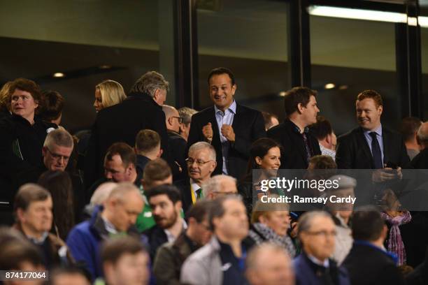 Dublin , Ireland - 14 November 2017; Taoiseach Leo Varadkar and John Delaney, Chief Executive of the Football Association of Ireland, prior to the...