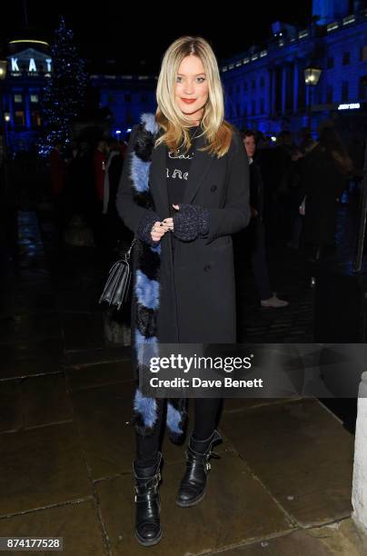 Laura Whitmore attends the opening party of Skate at Somerset House with Fortnum & Mason on November 14, 2017 in London, England. London's favourite...