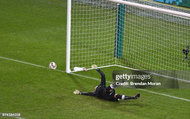 Dublin , Ireland - 14 November 2017; Darren Randolph of Republic of Ireland makes a save during the FIFA 2018 World Cup Qualifier Play-off 2nd leg...