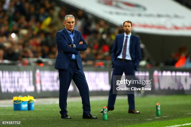 Tite, Manager of Brazil looks on during the international friendly match between England and Brazil at Wembley Stadium on November 14, 2017 in...