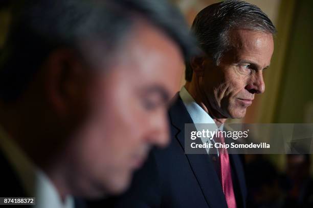 Sen. John Thune and Sen. Cory Gardner join fellow Republicans for a news conference following the weekly GOP policy luncheon in the U.S. Capitol...