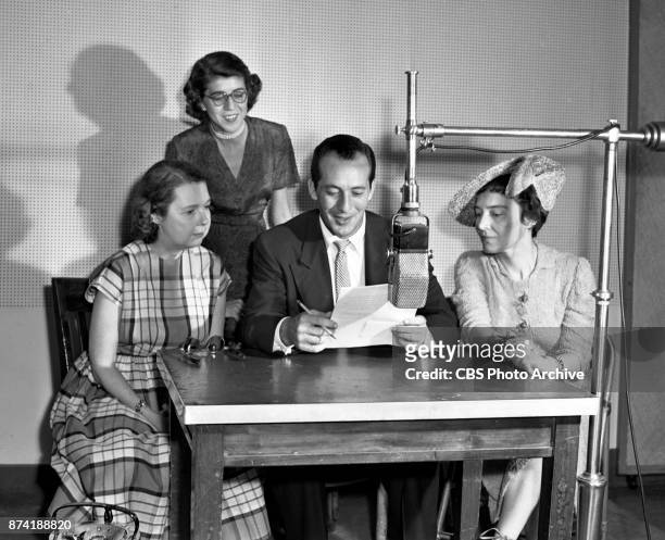 Radio program, Hits and Misses. CBS Radio announcer Lee Vines , with guest Eleanor Gehrig , and Multiple Sclerosis Committee. New York, NY. Image...
