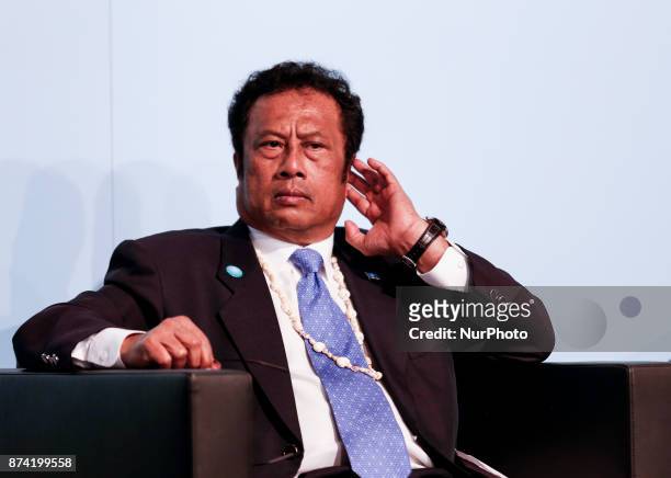 Tommy Remengesau, President of Palau at the Marrakesh Partnership panel at the COP23 Fiji conference in Bonn, Germany on the 14th of November 2017....