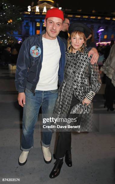 Enzo Cilenti and Sienna Guillory attend the opening party of Skate at Somerset House with Fortnum & Mason on November 14, 2017 in London, England....