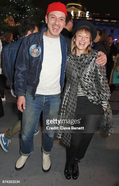 Enzo Cilenti and Sienna Guillory attend the opening party of Skate at Somerset House with Fortnum & Mason on November 14, 2017 in London, England....