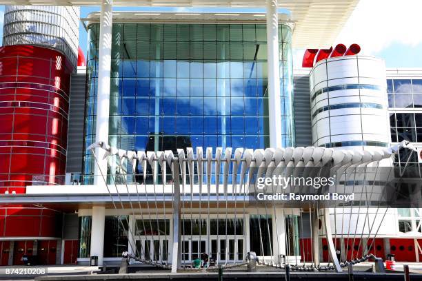 Joe O'Connell and Creative Machines' 'Wings Over Water' sculpture sits outside the George R. Brown Convention Center in Houston, Texas on November 6,...