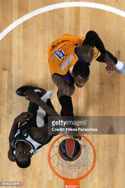 Thomas Robinson, #0 of Khimki Moscow Region in action during the 2017/2018 Turkish Airlines EuroLeague Regular Season Round 7 game between...